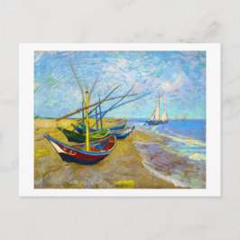 Cartão Postal Barcos de Pesca na Praia por Vincent Van Gogh