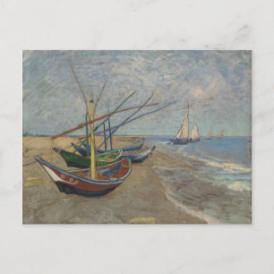 Cartão Postal Barcos de pesca Van Gogh na praia em Les Santo