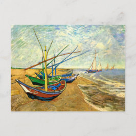 Cartão Postal Barcos de pesca Van Gogh na praia em Saintes Marie