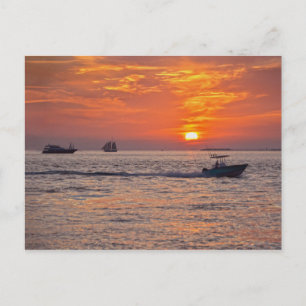 Cartão Postal Barcos em Key West, Flórida, no Sunset