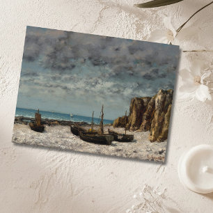 Cartão Postal Barcos em praia, Etretat - Gustave Courbet