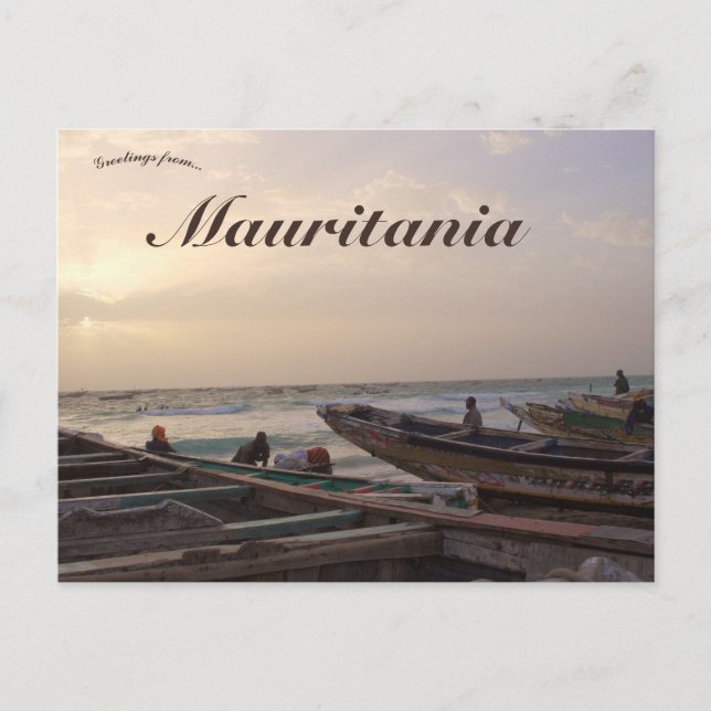 Cartão Postal Barcos em uma praia em Nouakchott, Mauritânia (Frente)