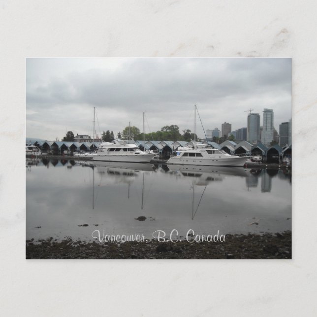 Cartão Postal Barcos em Vancouver Canadá (Frente)