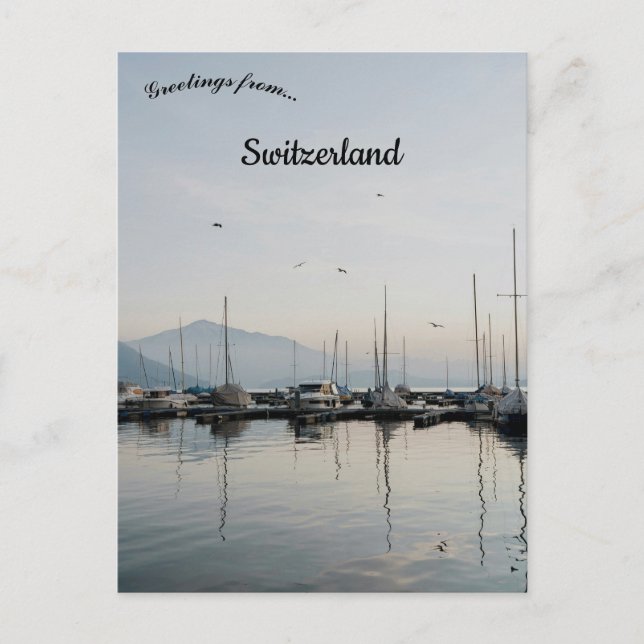 Cartão Postal Barcos em Zug Suíça (Frente)