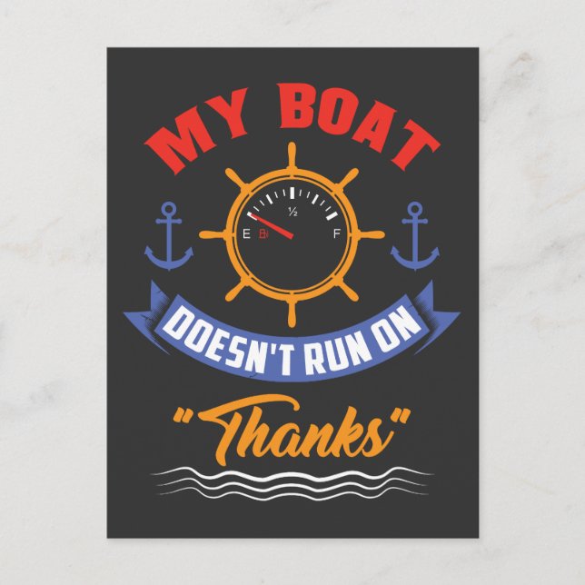 Cartão Postal Barcos - Meu Barco Não Funciona Com Obrigado (Frente)