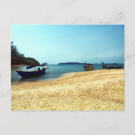 Cartão Postal Barcos na praia de Tropical Island, Camboja