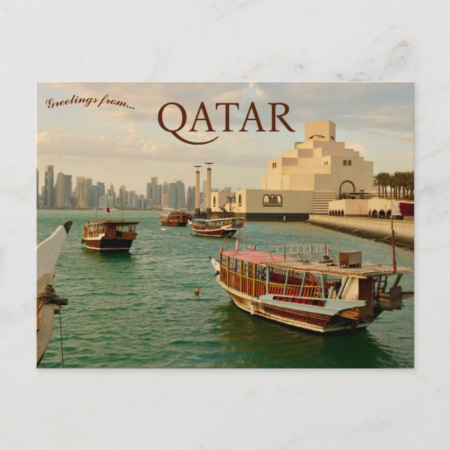 Cartão Postal Barcos no Catar de Doha (Frente)