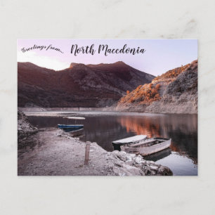 Cartão Postal Barcos no Lago Kozjak Macedônia do Norte