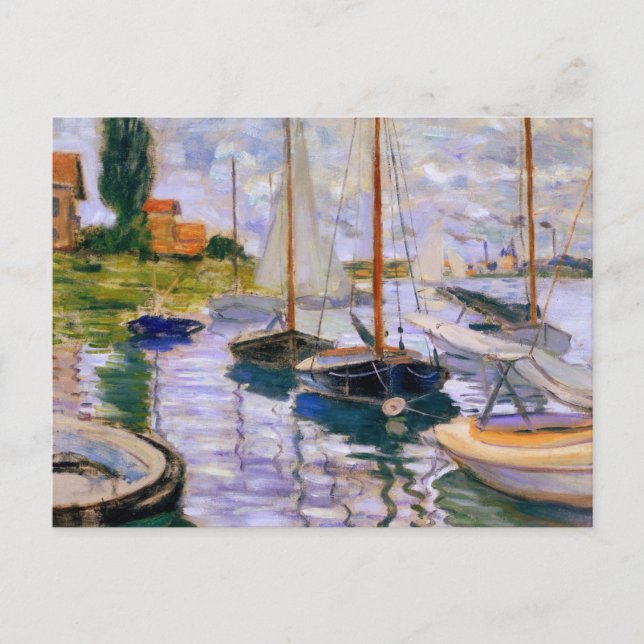 Cartão Postal Barcos no Sena por Claude Monet (Frente)