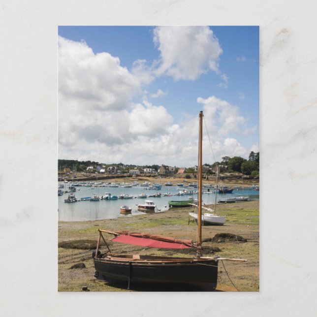 Cartão Postal Barcos Pequenos | Ploumanac'H, França (Frente)