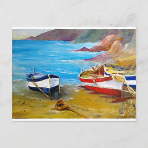 Cartão Postal Barcos velhos de pesca