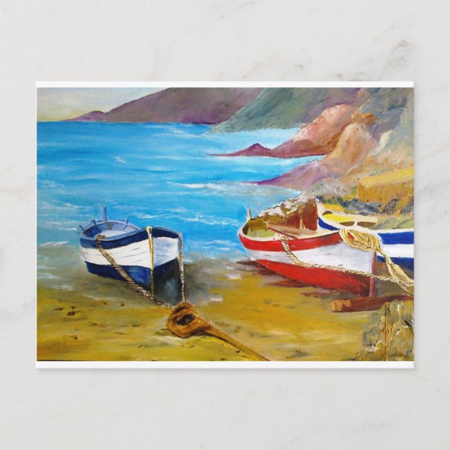 Cartão Postal Barcos velhos de pesca (Frente)