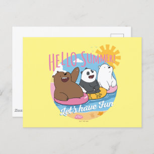 Cartão Postal Bare Bears - Olá Summer! Vamos se divirta