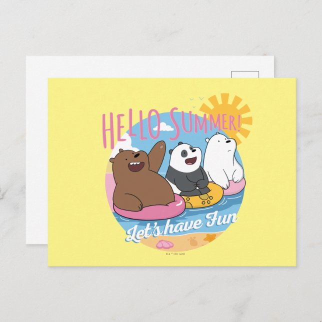 Cartão Postal Bare Bears - Olá Summer! Vamos se divirta (Frente/Verso)