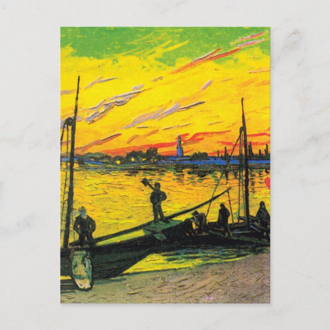 Cartão Postal Bargas de carvão (F437) Van Gogh de arte fina (Frente)