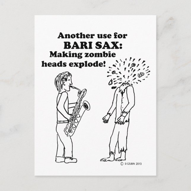 Cartão Postal Bari Sax faz Zombies explodirem (Frente)