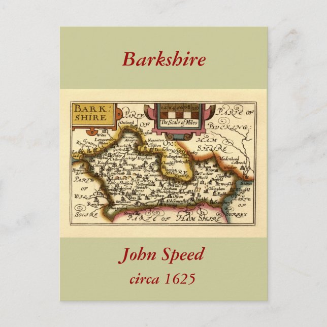 Cartão Postal "Barkshire County Map", Inglaterra (Frente)