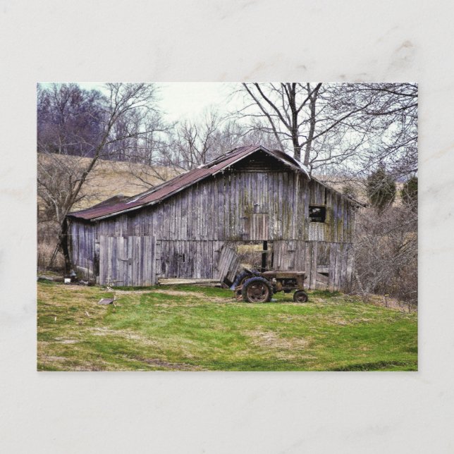 Cartão Postal Barn e Trator (Frente)