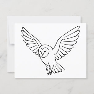 Cartão Postal Barn Owl na Arte da Linha de Voo