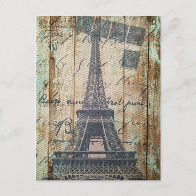 Cartão Postal Barn Wood País Francês Paris Torre Eiffel (Frente)