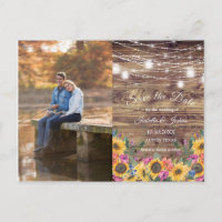 Barn Wood | String of Lights Photo Save The Date