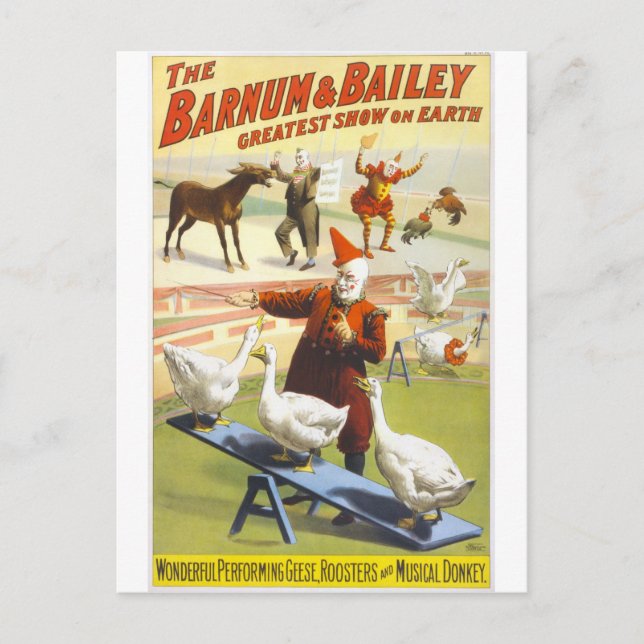Cartão Postal Barnum e Bailey Vintage Circus Poster (Frente)