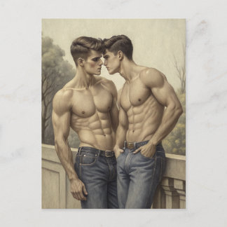 Cartão Postal Baroque Affection: A Painterly Romantic Encounter