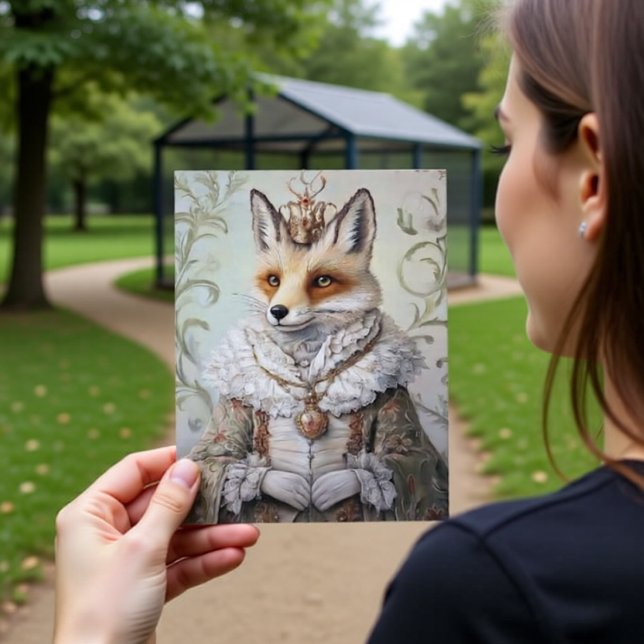 Cartão Postal Baroque Fox Royal Queen Portrait Design (Criador carregado)