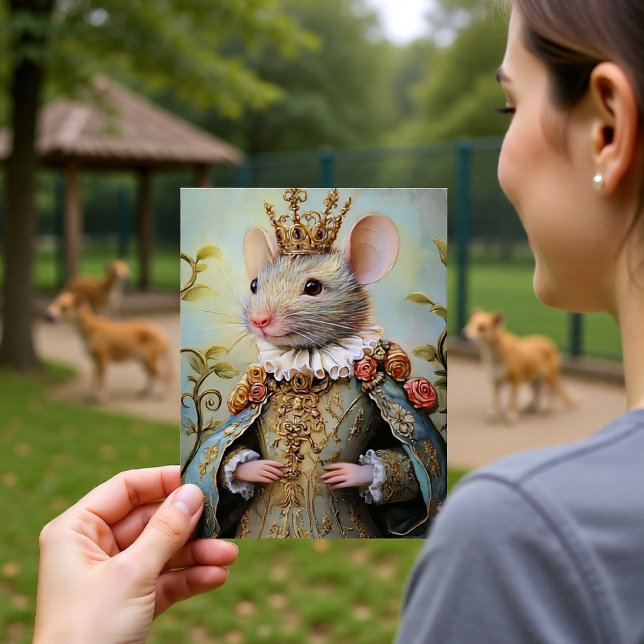 Cartão Postal Baroque Mouse Royal King Portrait Design (Criador carregado)