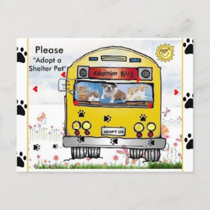 Cartão Postal Barramento de Adoção para Cat & Dog's