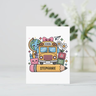 Cartão Postal Barramento Personalizado de Volta à Escola - Perso