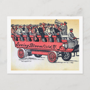 Cartão Postal Barramento Turístico, Bloomfield, NJ Vintage