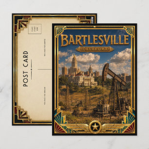 Cartão Postal Bartlesville Oklahoma Arte Deco Vintage Era de Our