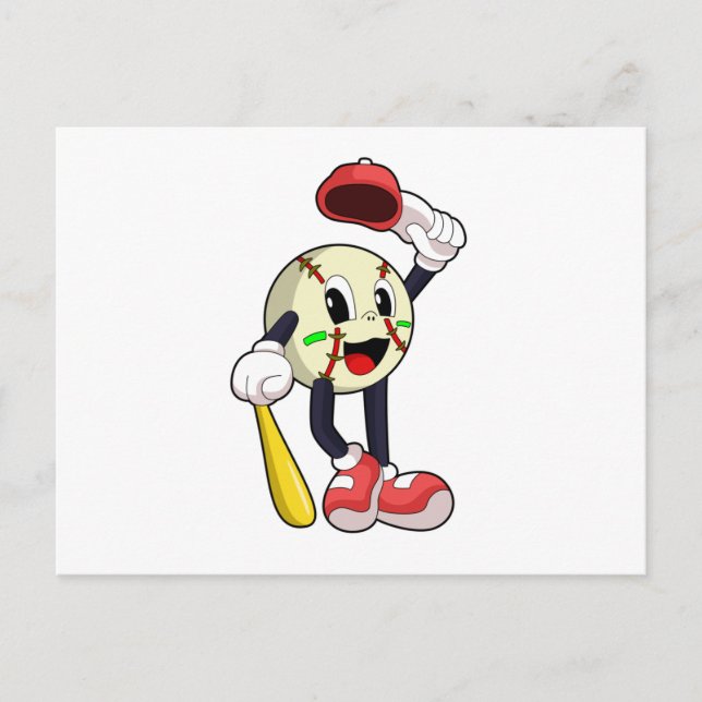 Cartão Postal Baseball com bastão de beisebol (Frente)