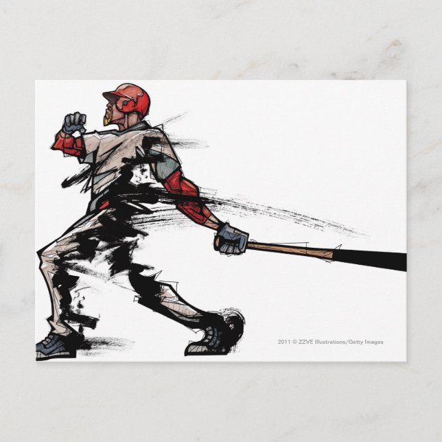 Cartão Postal Baseball player holding bat, side view (Frente)
