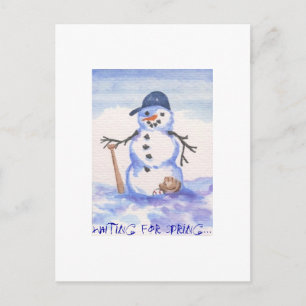 Cartão Postal Baseball Snowman