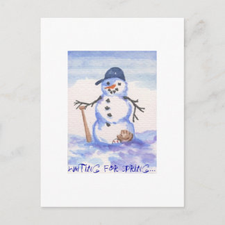 Cartão Postal Baseball Snowman