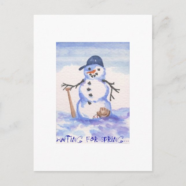 Cartão Postal Baseball Snowman (Frente)