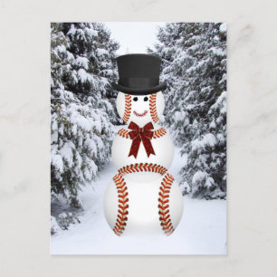 Cartão Postal Baseball Snowman