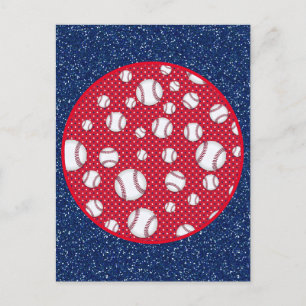 Cartão Postal Baseball Vermelho Branco e Azul 