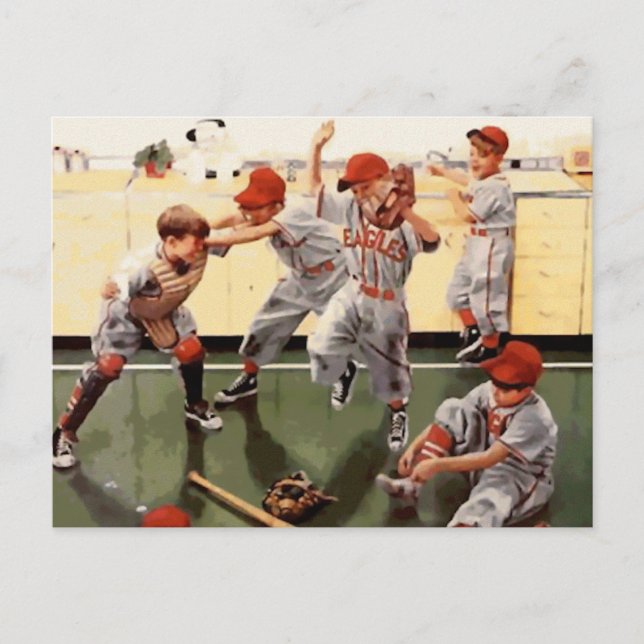 Cartão Postal Basebol Infantil Vintage (Frente)
