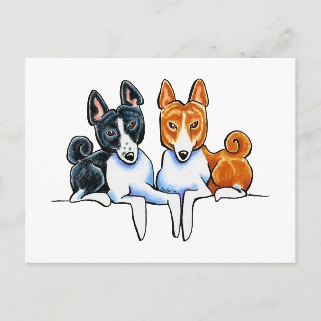 Cartão Postal Basenji Buds (Frente)