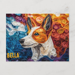 Cartão Postal Basenji Paper Quilling Art Dog Portrait