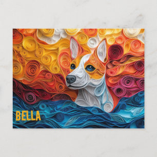 Cartão Postal Basenji Paper Quilling Art Dog Portrait