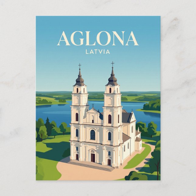 Cartão Postal Basílica de Aglona Letônia (Frente)