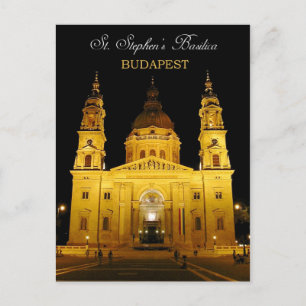 Cartão Postal Basilica de Stephen à noite, Budapeste, Hungria