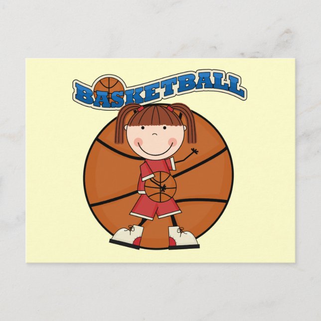 Cartão Postal BASKETBALL Brunette Girl T-shirts e presentes (Frente)