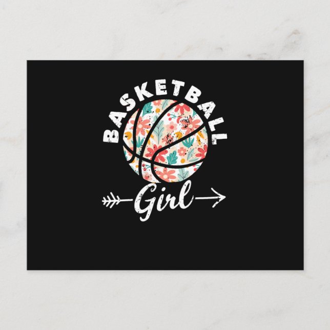 Cartão Postal Basketball girl ball player fan team (Frente)