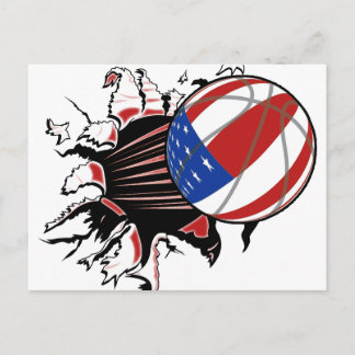 CARTÃO POSTAL BASKETBALL USA FLAG PATRIÓTICO