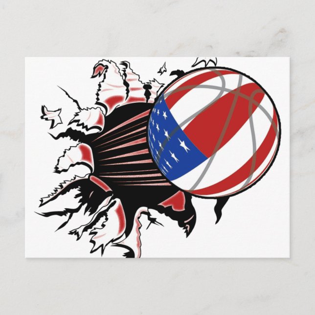 CARTÃO POSTAL BASKETBALL USA FLAG PATRIÓTICO (Frente)